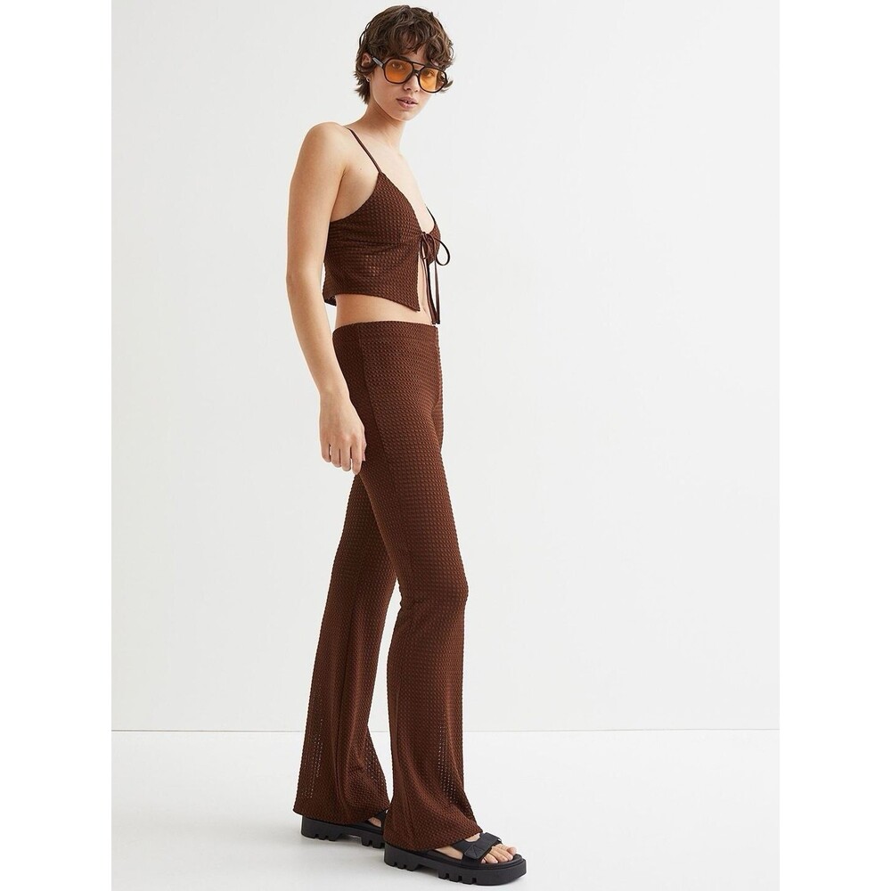 H&M Brown Pattern Knit Beach Swim Cover Up Set Size Small